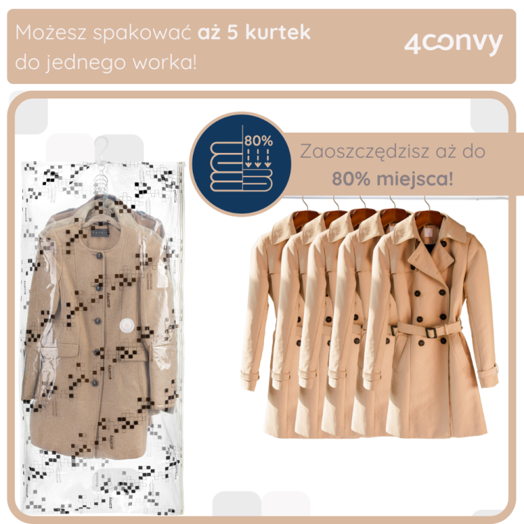 worek próżniowy wiszący na wieszak do ubrań, pościeli i ręczników