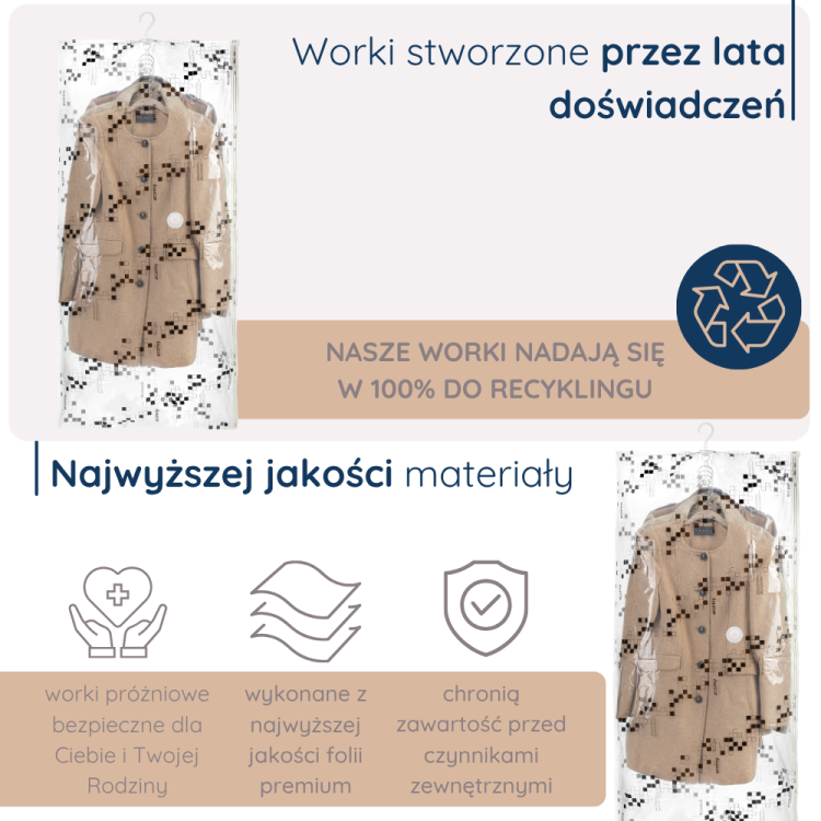 worek próżniowy wiszący na wieszak – szczelne zamknięcie i wielokrotny użytek