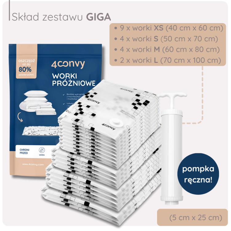 zestaw worków próżniowych GIGA – pomoc w organizacji przestrzeni