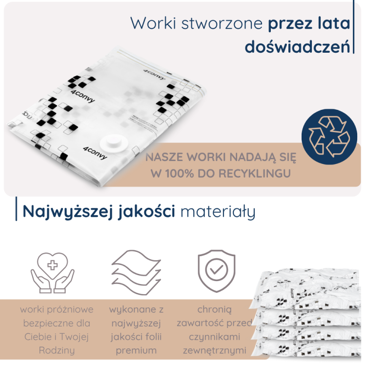 zestaw worków próżniowych GIGA– szczelne zamknięcie i wielokrotny użytek