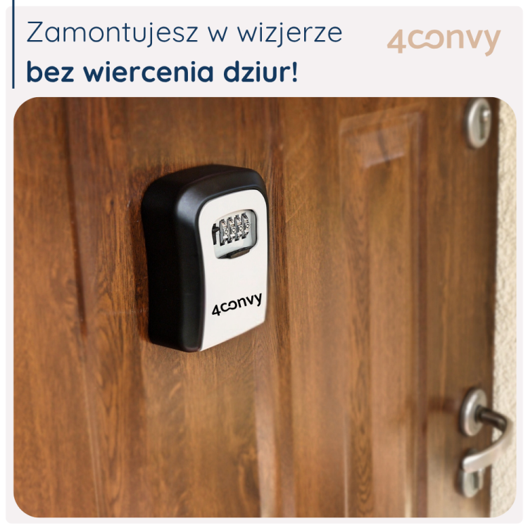 Sejf na klucze BASIC na drzwiach – elegancka i funkcjonalna instalacja w domu lub biurze. Dyskretny dostęp i bezpieczeństwo w nowoczesnym wnętrzu