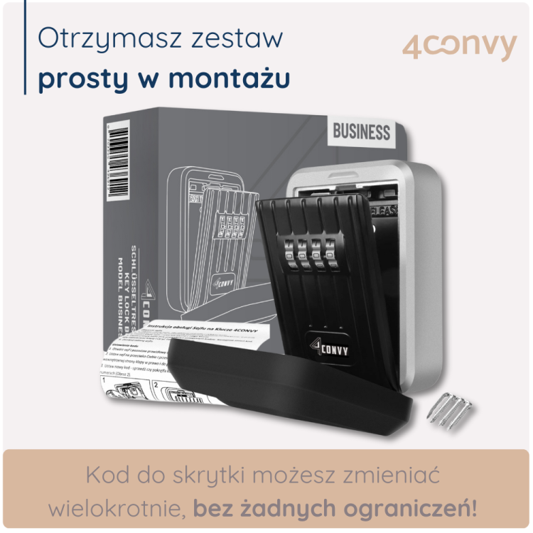 Komplet montażowy do sejfu BUSINESS – wszystkie potrzebne elementy w zestawie