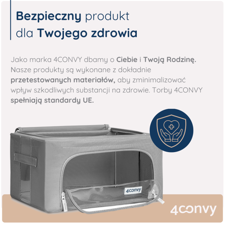 Torba 4CONVY 24 litry – wykonana z bezpiecznego materiału zgodnego z normami Unii Europejskiej. Trwała, praktyczna i bezpieczna dla domowego użytku.