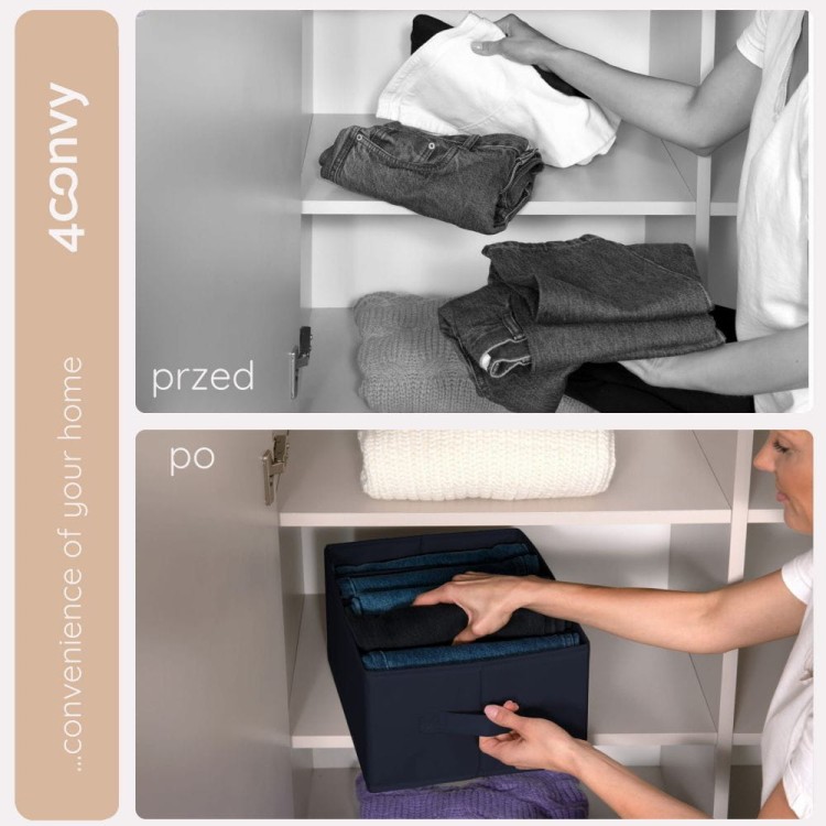 Porównanie szafy przed i po użyciu organizerów. Praktyczne rozwiązanie do efektywnej organizacji garderoby.