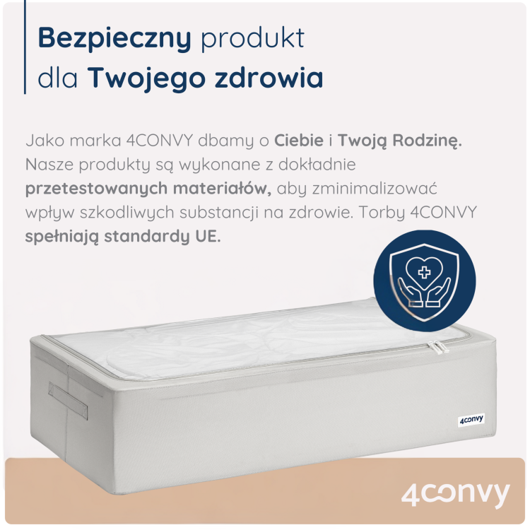 Pojemnik 68 l wykonany z bezpiecznego materiału zgodnego z normami Unii Europejskiej. Trwały, praktyczny pojemnik i bezpieczny dla domowego użytku.