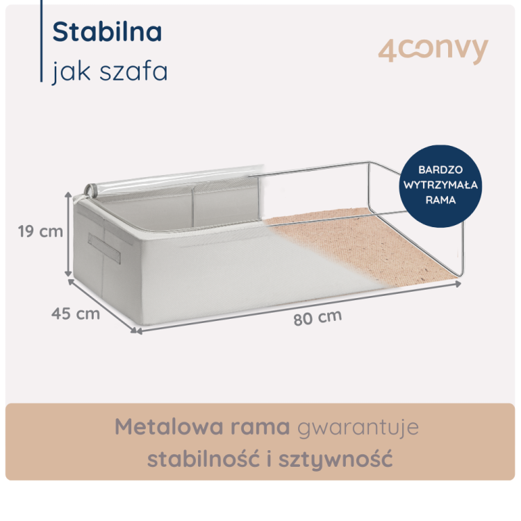 Pojemnik do przechowywania ubrań, zabawek i ręczników. Sztywny pojemnik i stabilna konstrukcja.