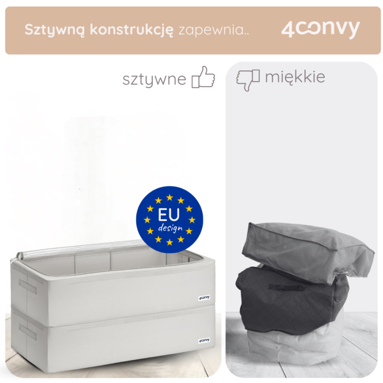 Porównanie materiałowych pojemników do przechowywania ubrań.