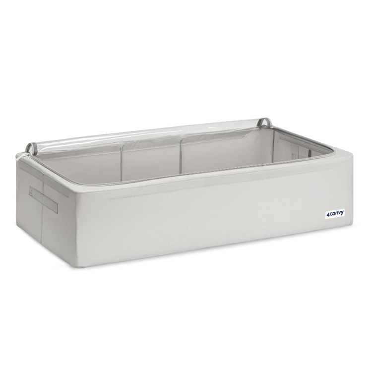 Materiałowy pojemnik 68L szary z otwarciem od góry – przechowywanie kurtek, ręczników, koców, butów i dziecięcych ubranek.