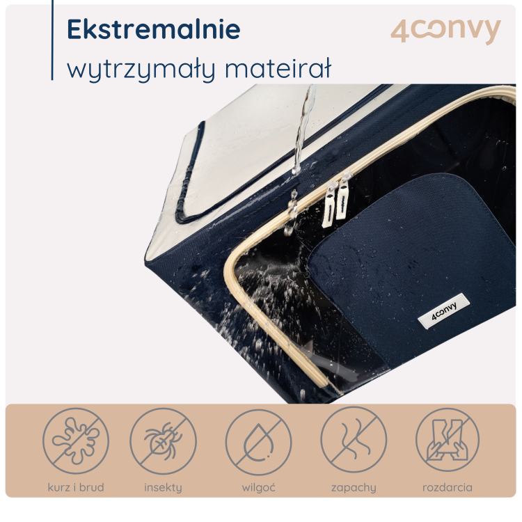 Wodoodporna torba 40 L ze stelażem – chroni zawartość przed kurzem, brudem, wilgocią i insektami. Idealna do bezpiecznego przechowywania.