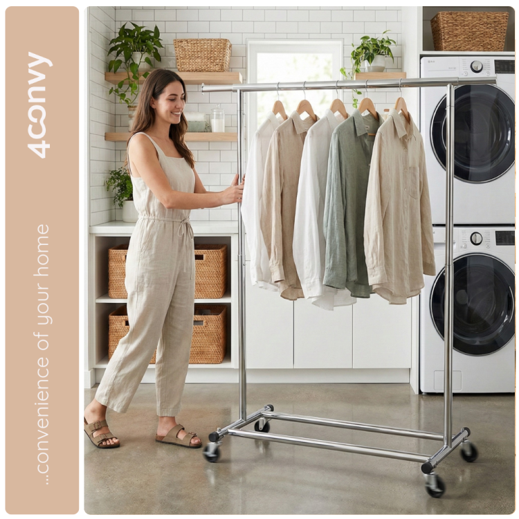 13.pngStojak na ubrania 4convy doskonały do przechowywania odzieży w garderobie. Idealny do zawieszania swetrów, koszulek i innych ubrań, zapewniając porządek i łatwy dostęp do odzieży.
