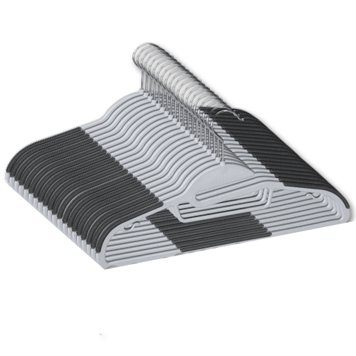 Nowoczesny wieszak na ubrania biało-szary z antypoślizgową powłoką – trwały i elastyczny