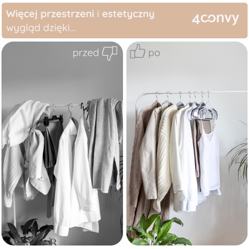 Zestaw elastycznych wieszaków z dodatkowymi haczykami – idealne do koszul, bluzek i kurtek