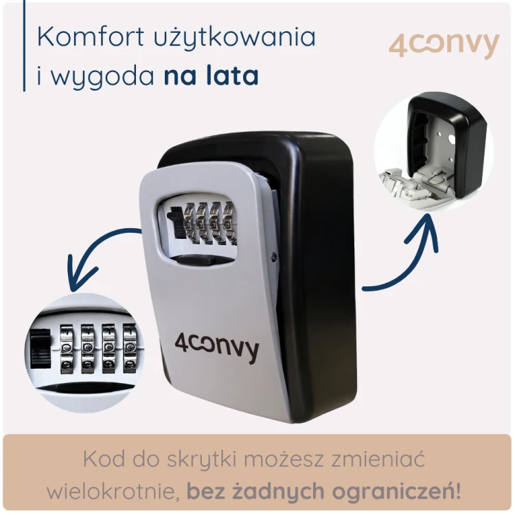 Sejf na klucze z widoczną funkcją zmiany kodu – prezentacja opcji wielokrotnej zmiany kombinacji zabezpieczającej