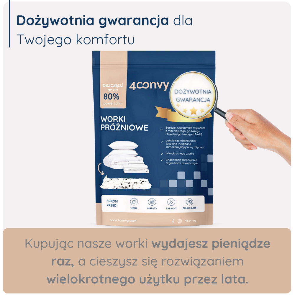 worek próżniowy kostka 50x70x30 cm z zaworem, suwak i trwała konstrukcja