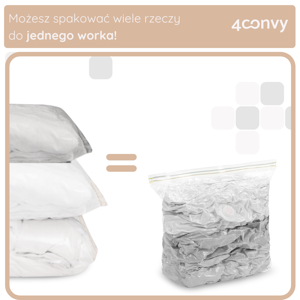 worek próżniowy kostka 50x70x30 cm – szczelne zamknięcie i wielokrotny użytek