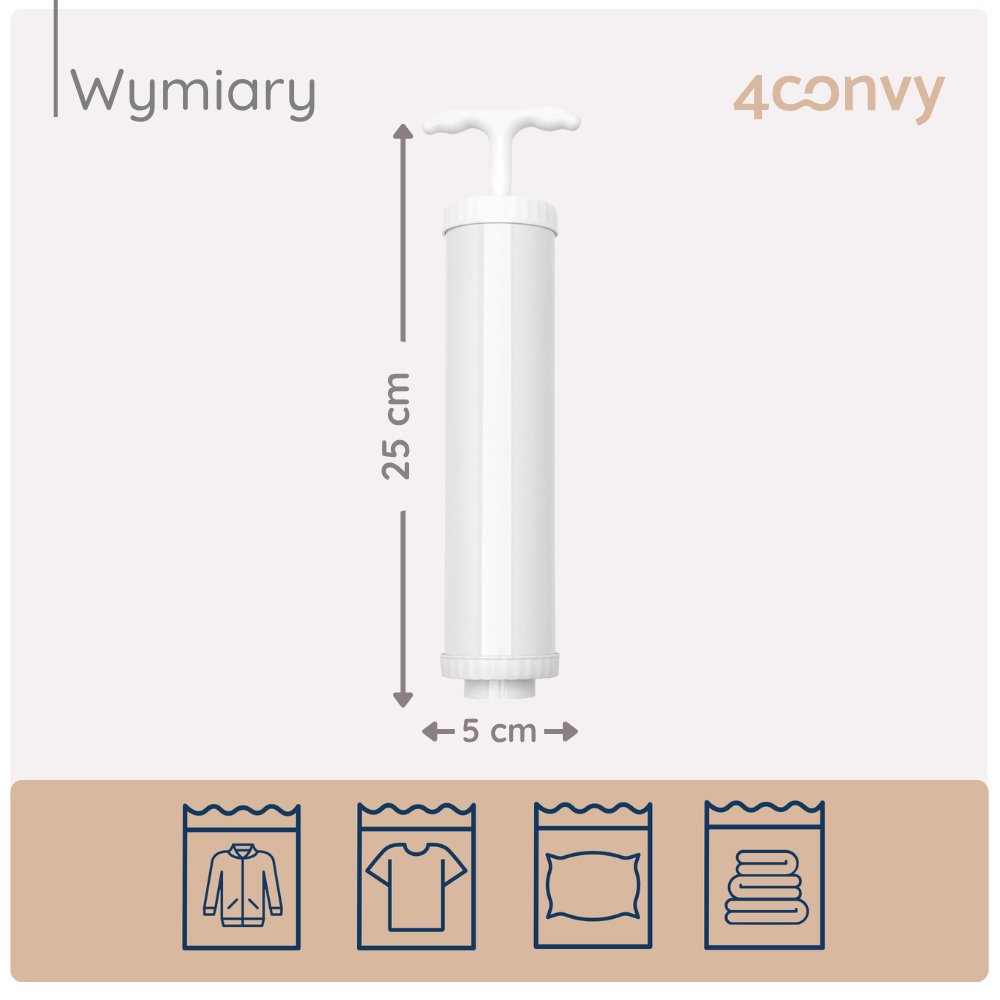 Zdjęcie produktowe pompki z podanymi dokładnymi wymiarami. Idealne do prezentacji rozmiaru dekoracji świątecznej przed zakupem – praktyczna informacja dla klienta.
