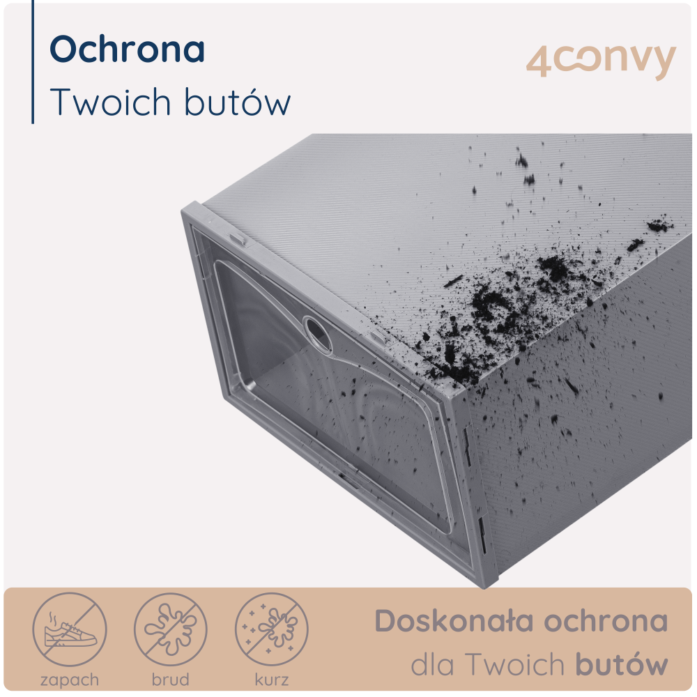 Pudełka na buty BASIC – skuteczna ochrona przed kurzem, brudem i nieprzyjemnym zapachem. Zachowaj buty czyste i świeże na dłużej.