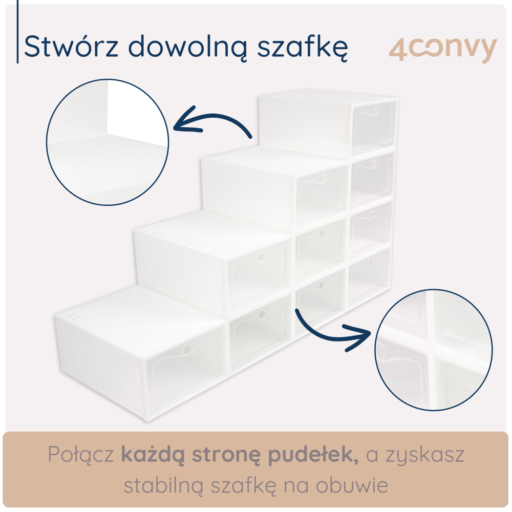 Białe pudełka BASIC – możliwość łączenia w modułowe szafki, które można dowolnie konfigurować, idealne do elastycznej organizacji przestrzeni.