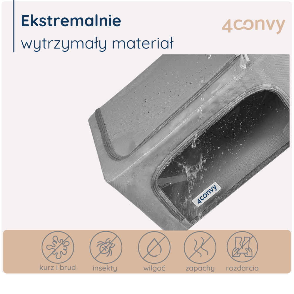 Wodoodporna torba 24 litry ze stelażem – chroni zawartość przed kurzem, brudem, wilgocią i insektami. Idealna do bezpiecznego przechowywania.