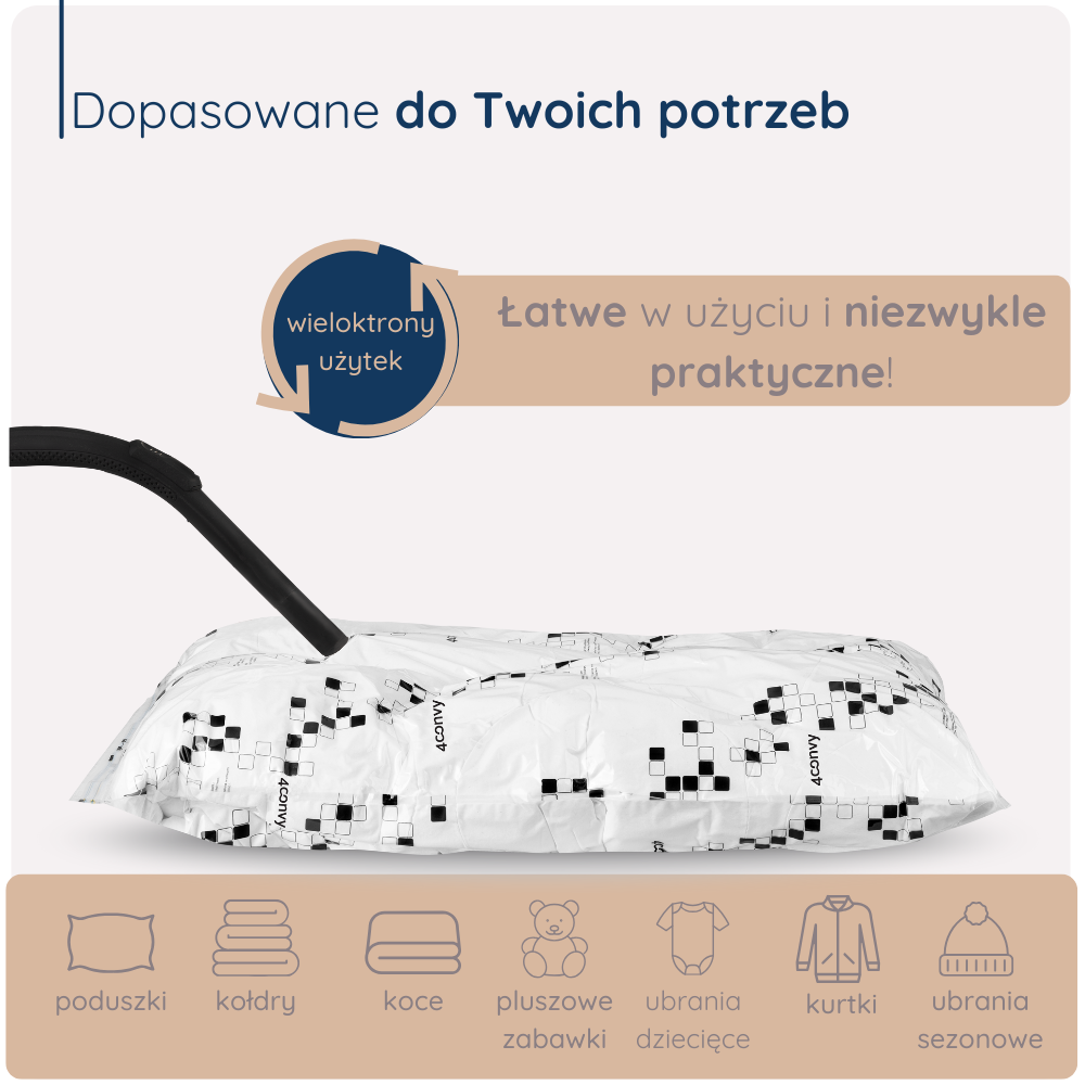 worek próżniowy 80x120 cm do ubrań, pościeli i ręczników